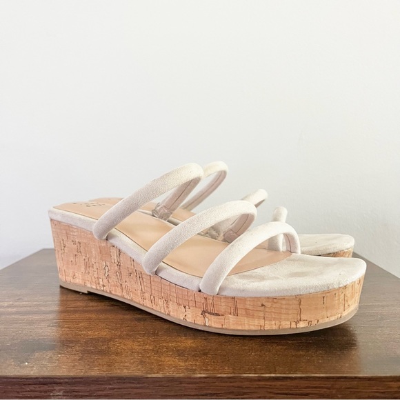 A New Day Target Cream Strappy Cork Wedge Sandals Suede Feel Barely Worn 6 - Picture 4 of 6